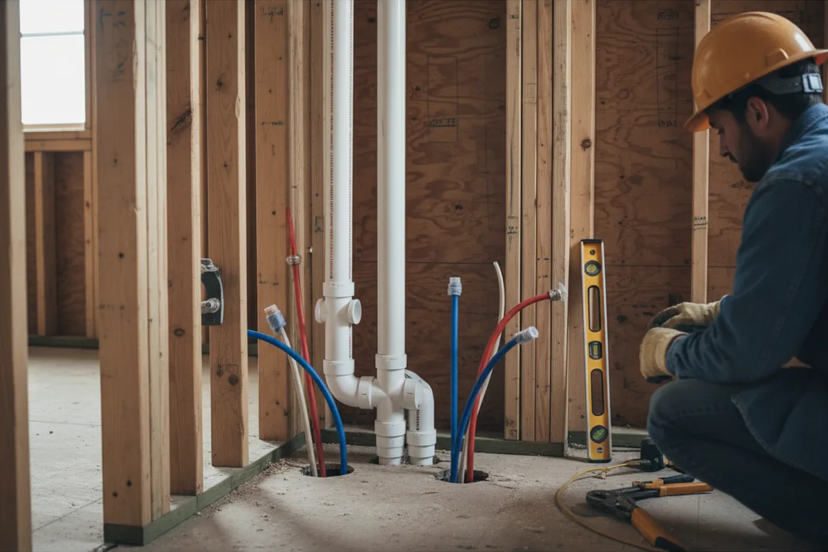 Drain and supply rough-in during Sump Pump Repair in Oil Springs