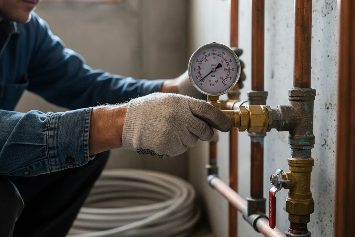 Pressure testing a repaired line during Water Line Repair in Oil Springs